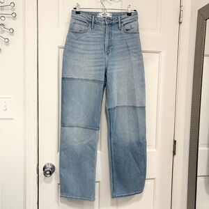 Hollister Wide Leg Jeans Curvy Ultra High-Rise Blue Patchwork Normcore Baddie